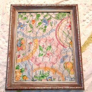 Earrings / Accessories Wall holder vintage frame large 16.5 x 13.5 folk Art